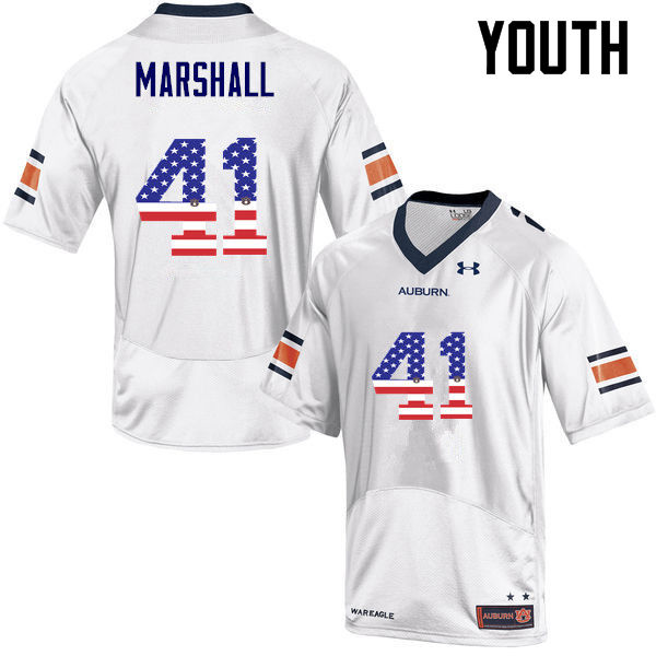 Youth #41 Aidan Marshall Auburn Tigers USA Flag Fashion College Football Jerseys-White - Click Image to Close